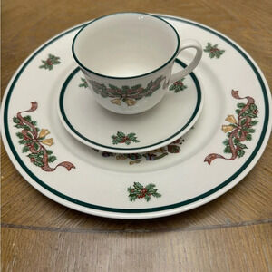 Johnson Brothers Victorian Christmas plate,saucer, and teacup - 2 sets